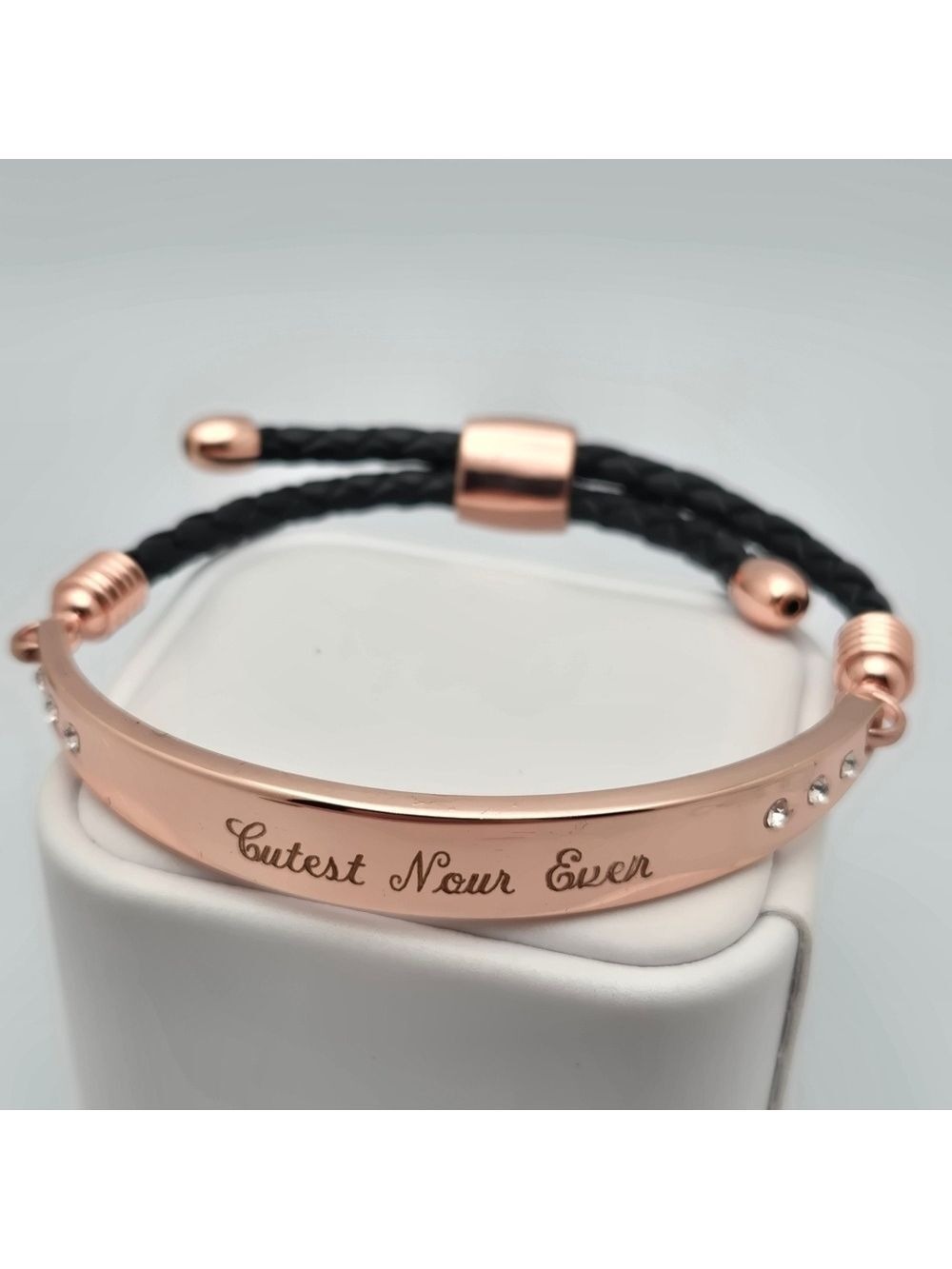 ✨2/$10✨ "Cutest Nour Ever" Personalized Rose Gold Leather Bracelet Adjustable